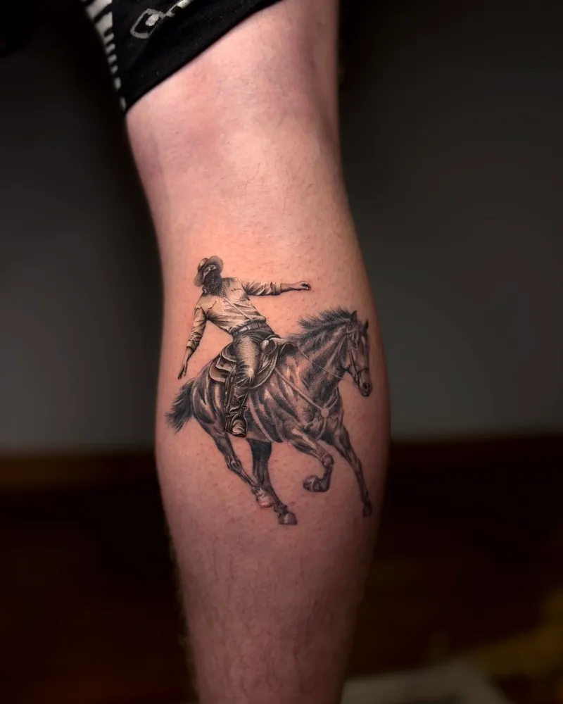 Cowboy on horseback (Detail)